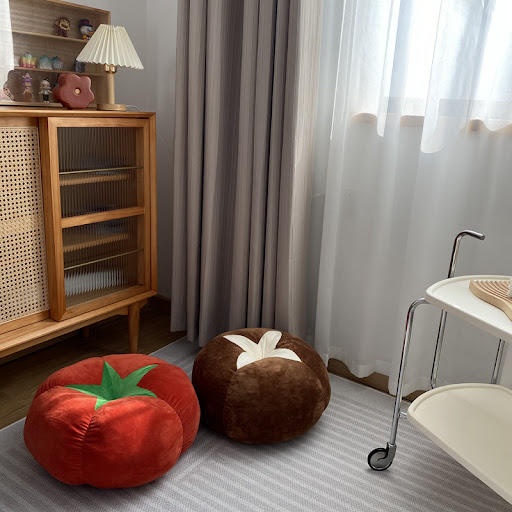 Title 4, Modern Minimalist Thick Round Tomato Pillow. Ad...