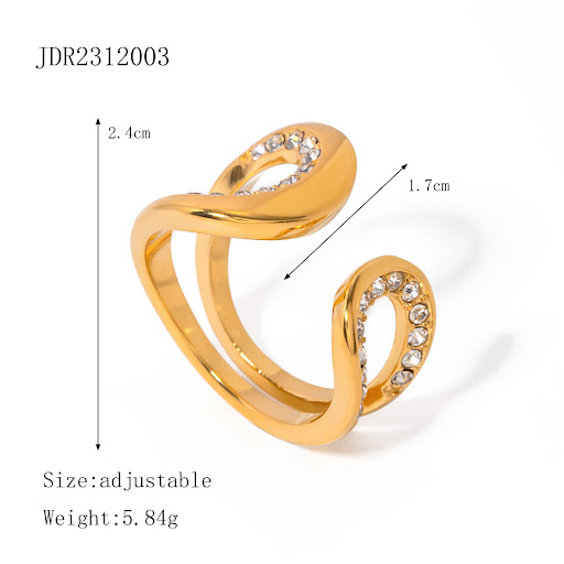 Title 1, 18K Gold Stainless Steel Adjustable Diamond Rin...