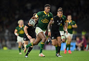 Canan Moodie runs with the ball during the Summer International Test against the All Blacks at Twickenham in London on August 25 2023. 