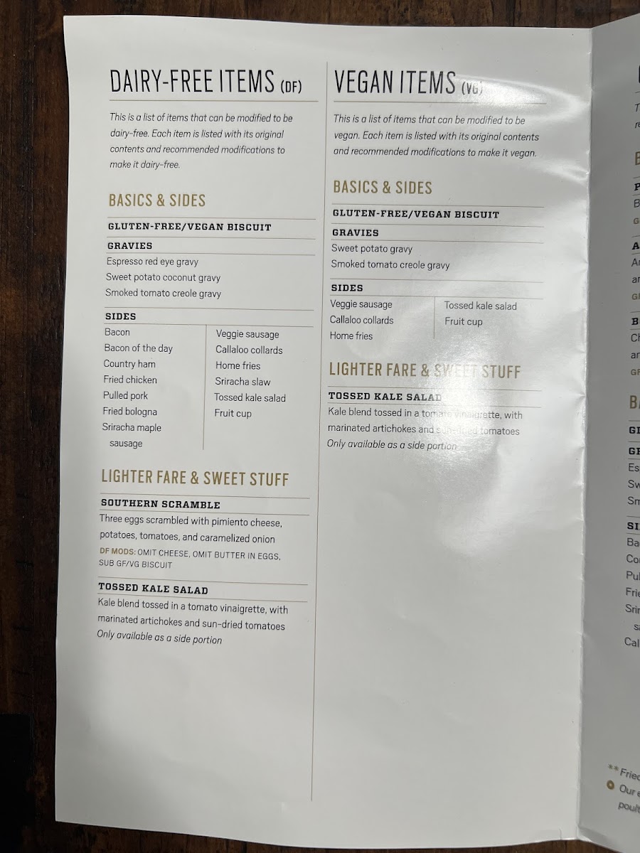 Biscuit Head gluten-free menu