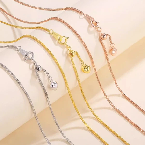 S925 Zilveren Chopin Ketting Lente Sluiting Liefde Halsketting Vrouw Eenvoudige DIY Verstelbaar Cadeau