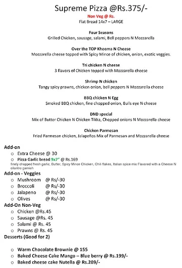 Dice N Dine menu 