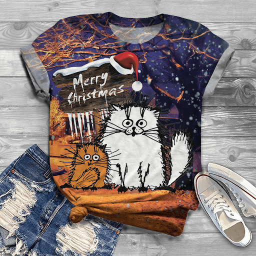 Title 12, Christmas new womens round neck casual loose s...