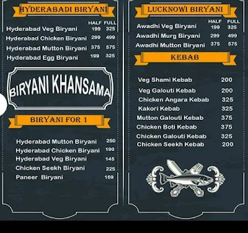 Biryani Khansama menu 