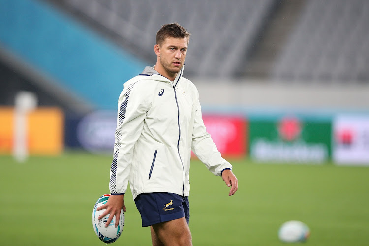 Handre Pollard during a Springbok training session at Tokyo Stadium ahead of their World Cup quarterfinal match against Japan.