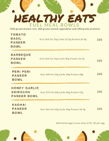 Healthy Eats menu 