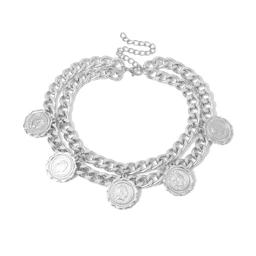 Title 14, Retro geometric thick chain multi-layer necklace