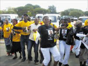 CONTROVERSY: Supporters of ANC Limpopo leaders Sello Moloto and Cassel Mathale chant outside the Nirvan Hall in Polokwane ahead of the ANC regional congress in July. Pic. Ephraim Ngoasheng. 05/2008. © Unkown.