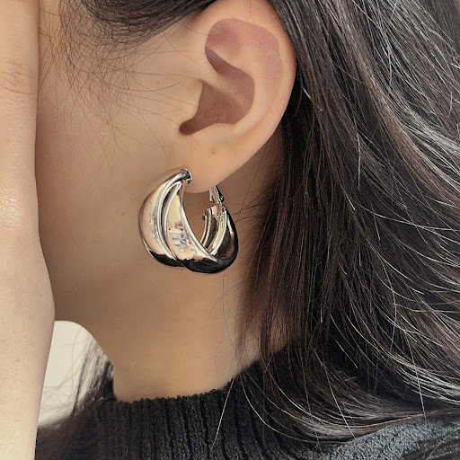 Title 4, Round Winding Atmospheric Metal Earrings Minima...