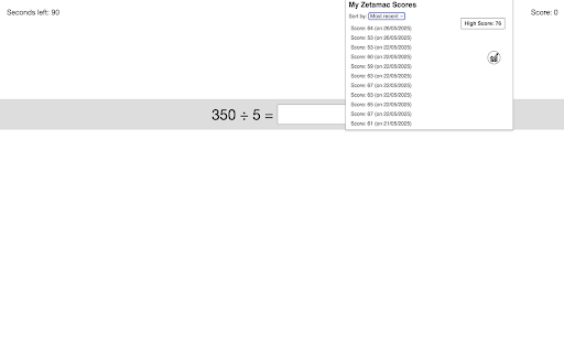 Zetamac Score Tracker screenshot 2