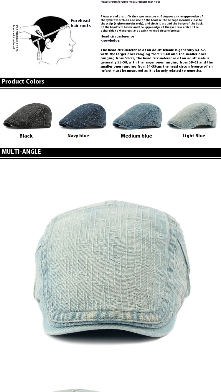 Title 2, Korean Style Fashion Wash Denim Hat Lady Litera...