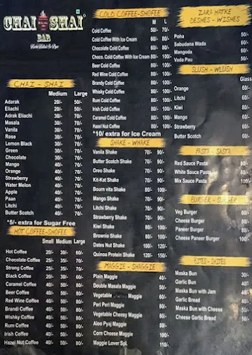 Chai Shai Bar menu 