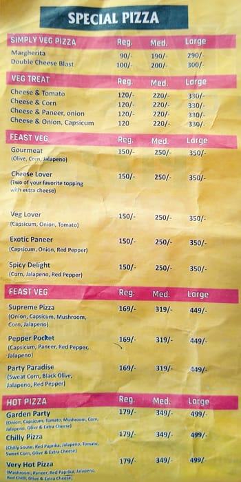 Hot Spot Pizza Sekhar menu 