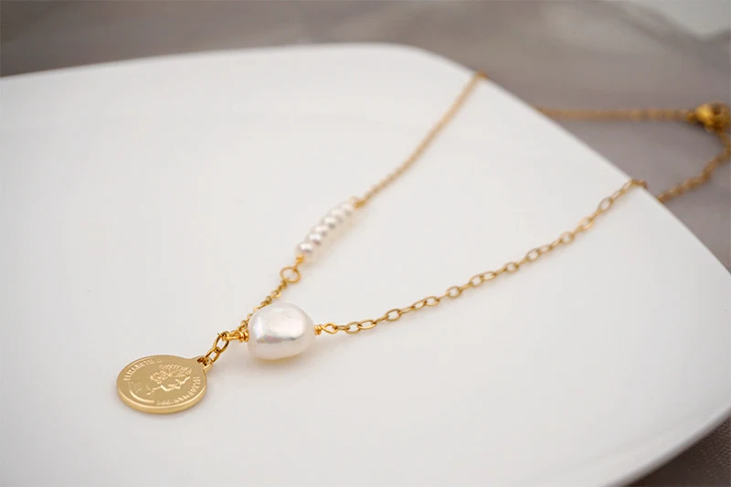 Title 7, Collier de clavicule perlé pour femme, personna...