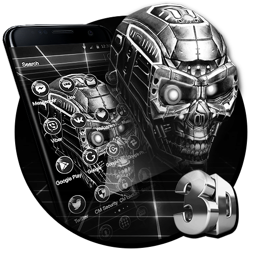 3D Black Skull Theme