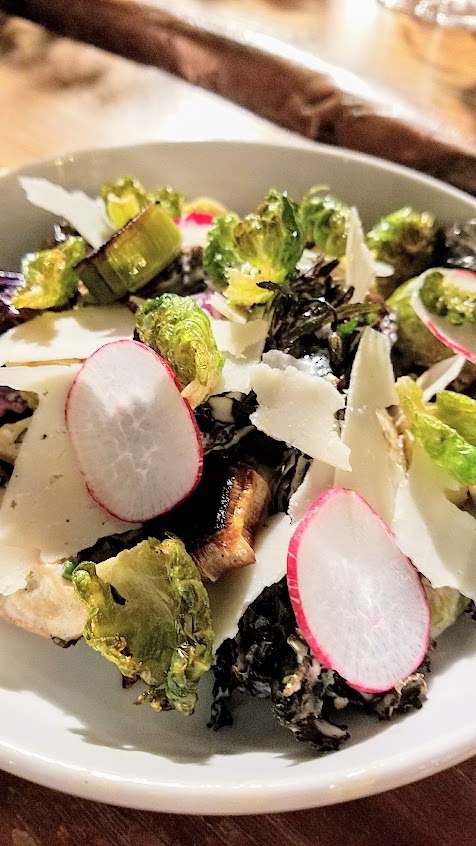 A Look at Il Solito PDX, Insalata Di Campo with seasonal market vegetables, creamy garlic dressing, and pecorino that provides a lot of texture and substance - one version I had included radish, brussels sprouts, and mushrooms, and another version had radish and asparagus