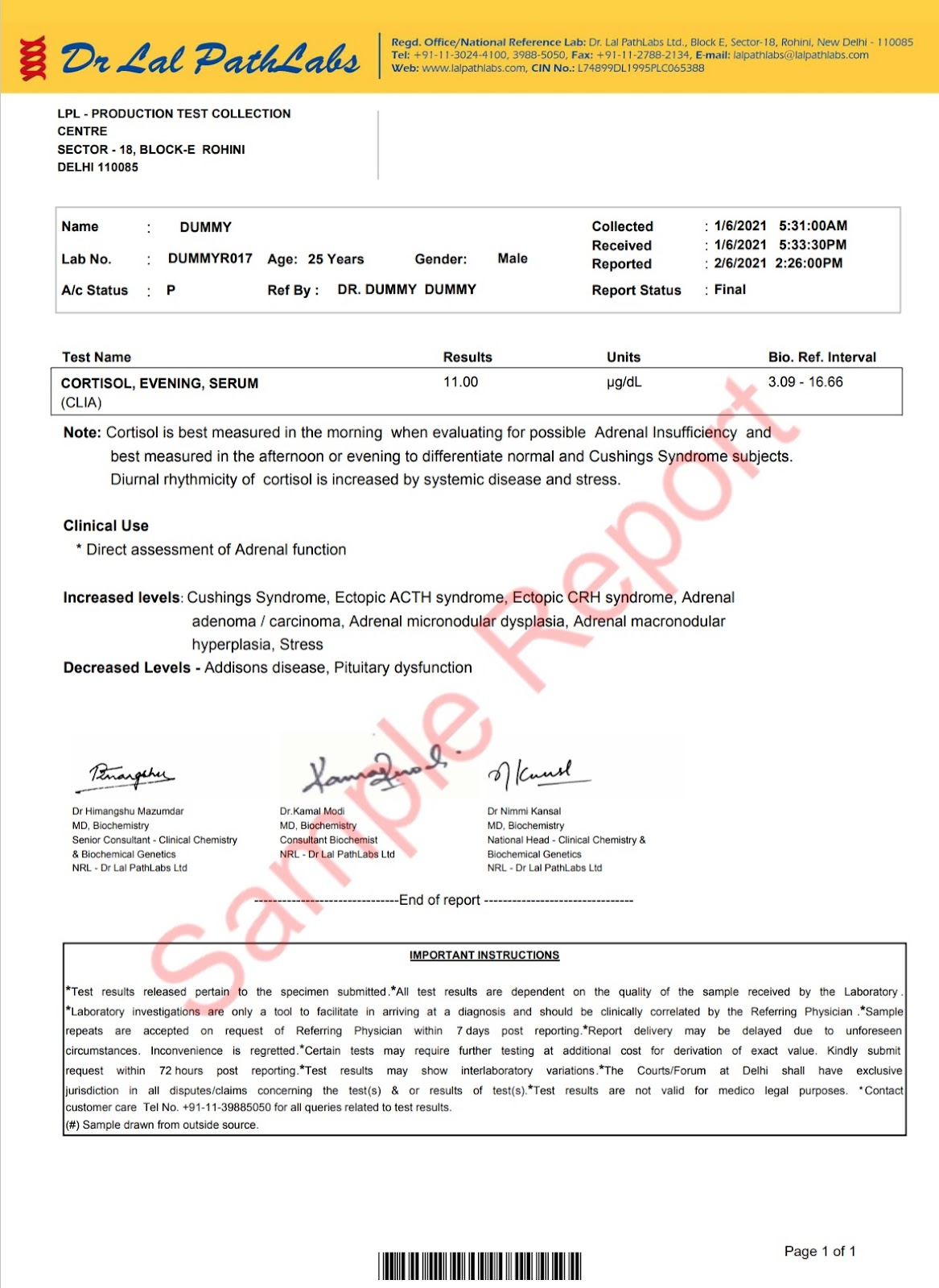 Cortisol Test 