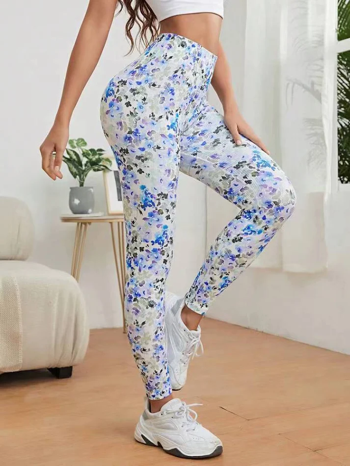 Naadloze tie-dye high waist workout broek, perfect voor sporten en trainingen. Biedt comfort en een trendy uitstraling.