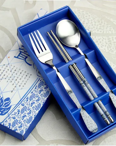 Chopsticks lepel vork driedelige se - 1