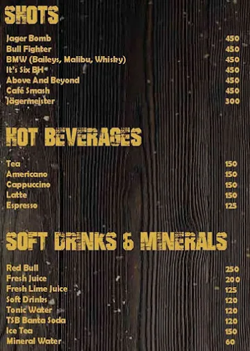 The Stadium Bar menu 