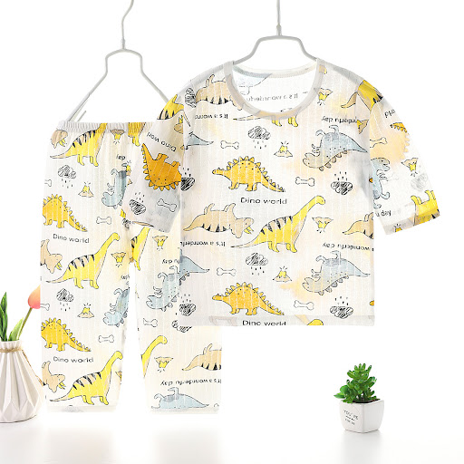 Title 4, Thin, Breathable Pajamas Set With Three-quarter...