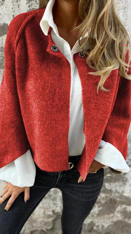 Women's Batwing Sleeve Cardigan Autumn And Winter Loose Short Cashmere Long Sleeve Coat a warm and stylish outer layer f