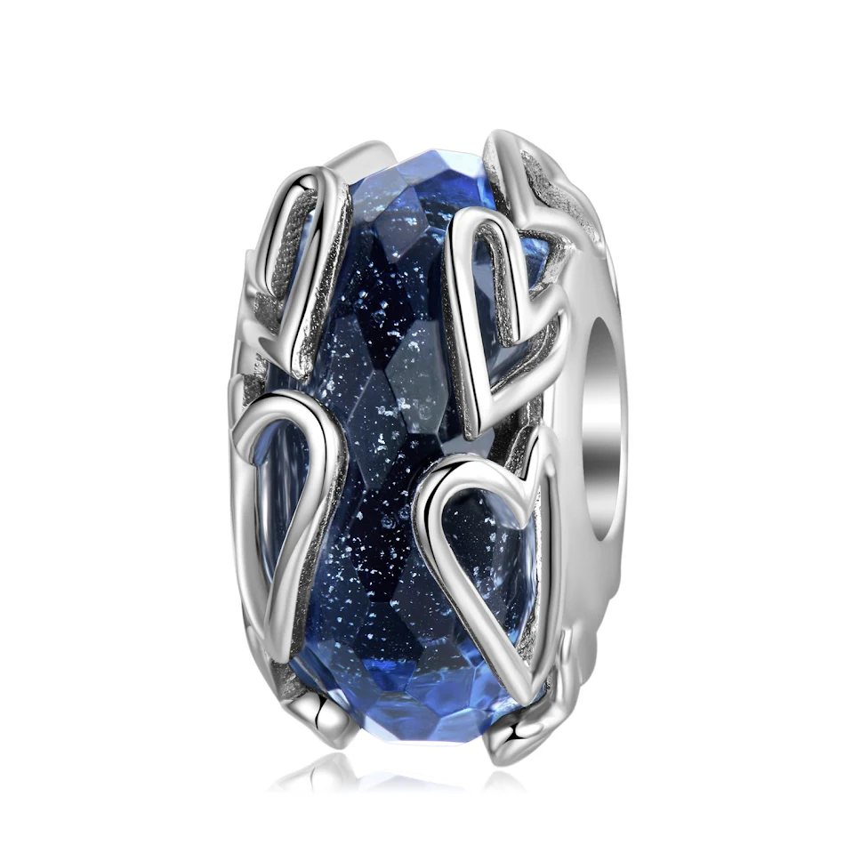 S925 Sterling Zilver Deep Love Glazen Kralen Mode Sieraden Cadeau. Toon je liefde met deze charmante kraal, een perfect cadeau voor haar.
