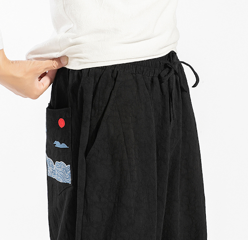 Title 9, Chinese Style Retro Embroidery Men Trousers off...
