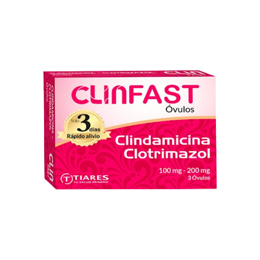 Clindamicina + Clotrimazol 100mg-200mg Clinfast x 3 Óvulos Vaginales Tiares