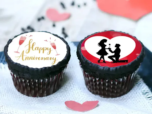 Anniversary Chocolate Poster Cup Cake ( 2 Pcs)