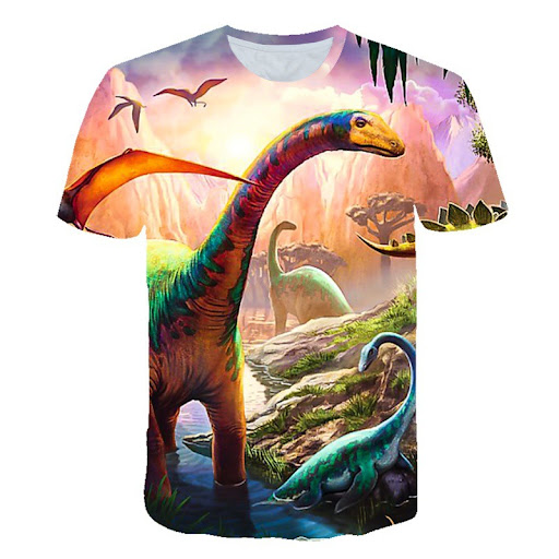 Title 7, Dinosaur Pattern Digital Printing 3Dt Shirt