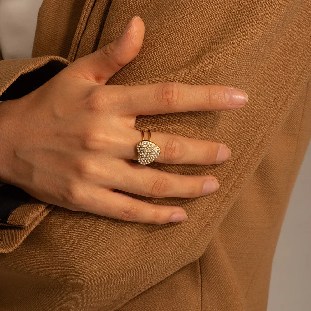 Title 2, Populaire liefde hartvormige ring met micro str...