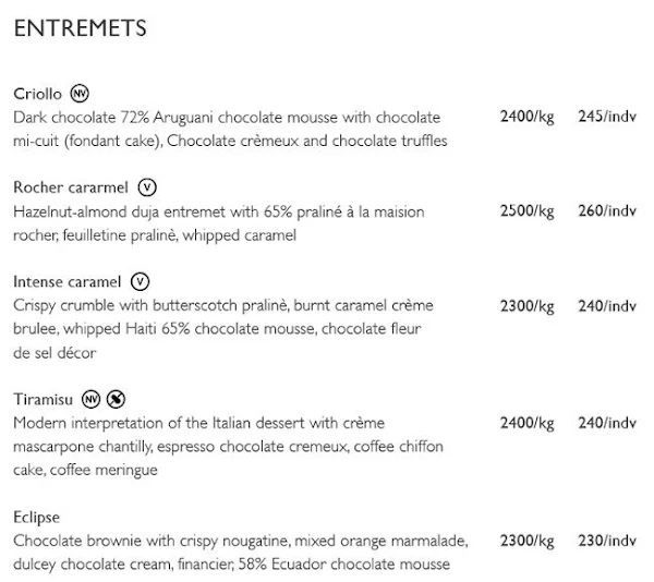 La Folie Patisserie menu 