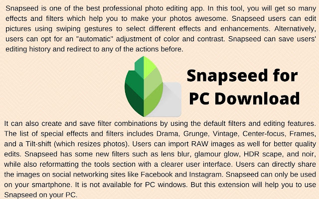Snapseed For PC Download