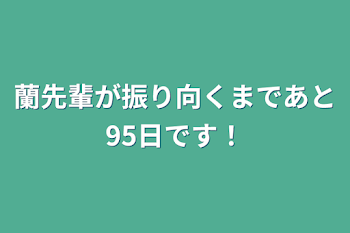 蘭先輩が振り向くまであと95日です！