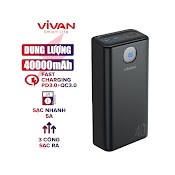 [Mã Elmall5 Giảm 5% Đơn 300K] Pin Sạc Dự Phòng Sạc Nhanh 40.000Mah Pd/Qc 3.0/Vooc 22.5W Vivan Vpb - B40 3Output