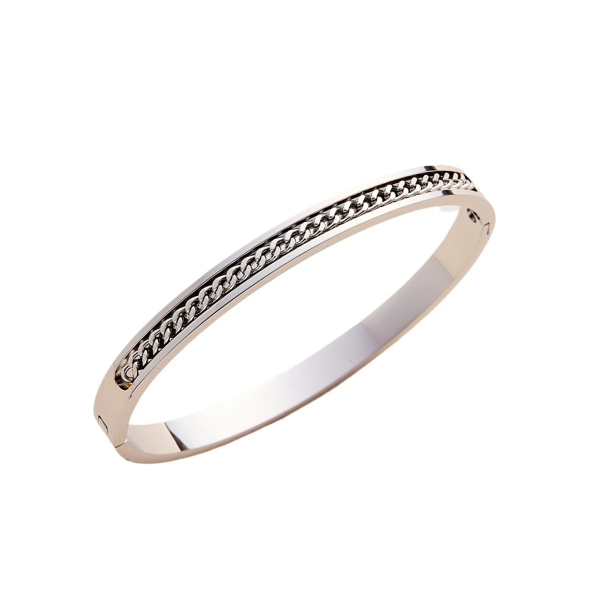 Title 3, Niche titanium stalen armband met sleufketting ...