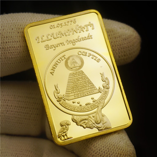 Title 2, Square gold-plated blocks of foreign currency f...
