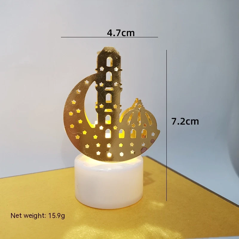 Ornement de vacances Mini LED en métal creux, décoration lune château, petite lampe de nuit pour ambiances festives et féeriques
