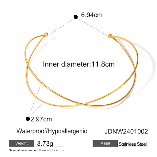 Title 1, Stainless Steel Simple Geometric Line Cross Col...