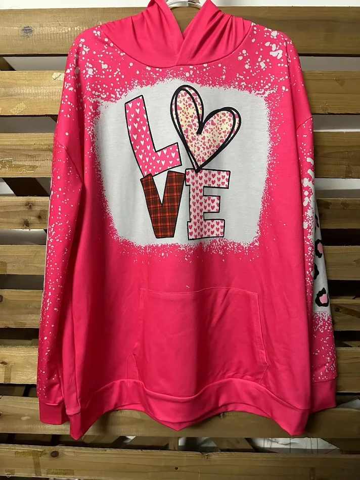 Jersey de manga larga con capucha y cordón con estampado de leopardo para mujer