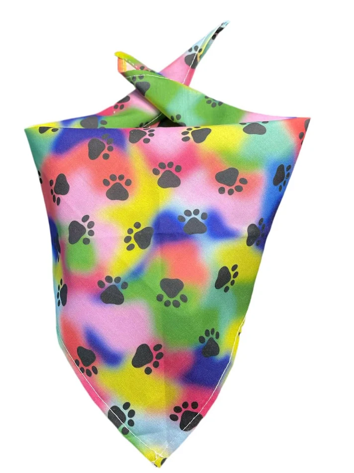 60pcs/lot Special Making Colorful Paw Prints Pet Dog Puppy Cat Bandanas Collar Scarf Tie Handkercheif CL31901