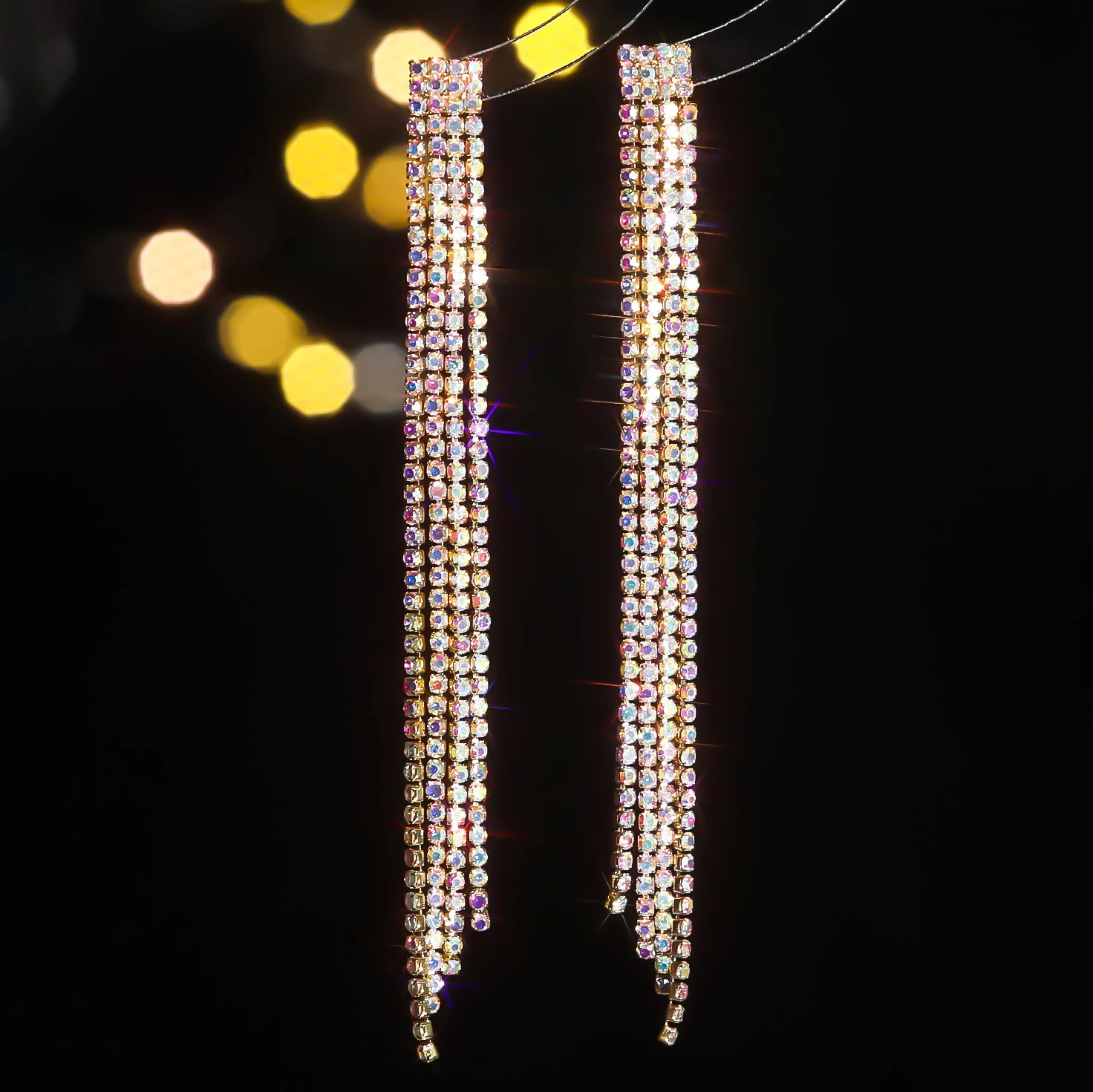 Title 4, Boucles doreilles pendantes longues à franges ...