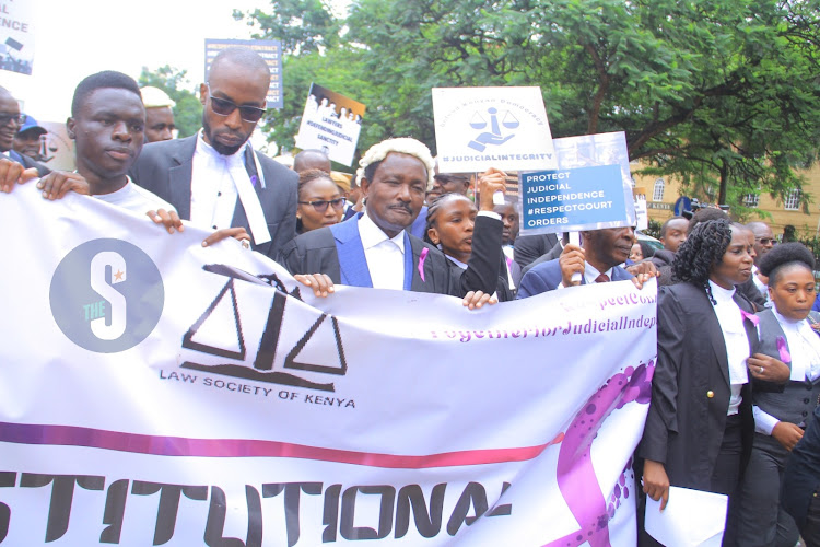 Wiper Party Leader Kalonzo Musyoka joining lawyers in protests against President William Ruto's utternances against the Judiciary on January 12, 2024