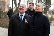 Russian President Vladimir Putin and Governor of Sevastopol Mikhail Razvozhayev visit the state museum-preserve 
