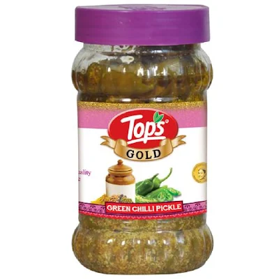 Tops Premium Pickle - Gold Green Chilli - 375 gm