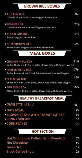 Health Freak's Cafe menu 