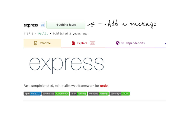 npm faves chrome extension