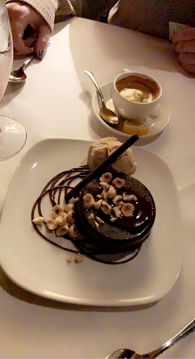 Flourless Chocolate Hazelnut Lava Cake & Hazelnut Gelato