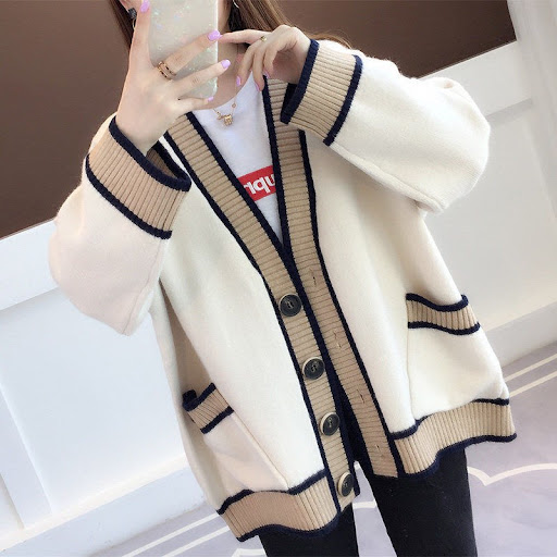 Title 1, Loose Fashion Color Matching Temperament Knitte...